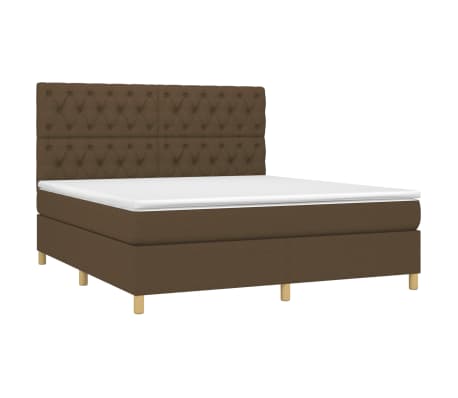 vidaXL Pat box spring cu saltea, maro &icirc;nchis, 160x200 cm, textil