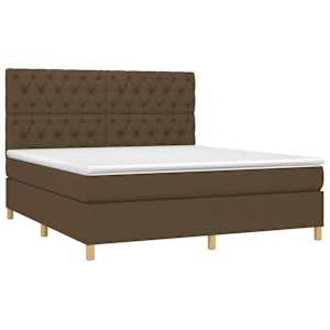 Box spring postel s matrací tmavě hnědá 160x200 cm textil - obrázek 3