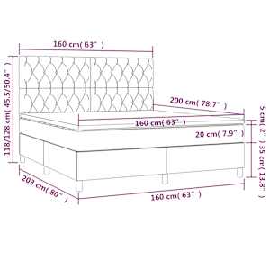 Box spring postel s matrací tmavě hnědá 160x200 cm textil - obrázek 6
