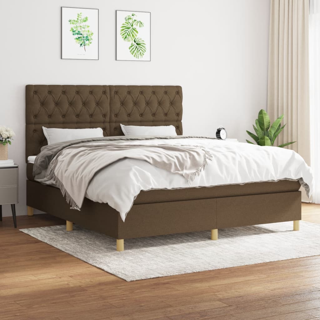  ΚΡΕΒΑΤΙ BOXSPRING ΜΕ ΣΤΡΩΜΑ ΣΚΟΥΡΟ ΚΑΦΕ 160X200 ΕΚ ΥΦΑΣΜΑΤΙΝΟ V-3142588