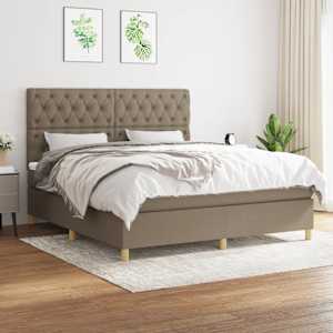 Box spring postel s matrací taupe 160x200 cm textil - obrázek 1