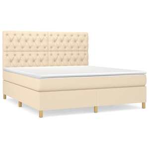 Box spring postel s matrací krémová 160x200 cm textil - obrázek 2