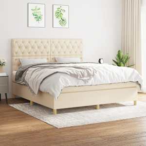 Box spring postel s matrací krémová 160x200 cm textil - obrázek 1
