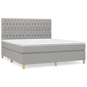 Box spring postel s matrací světle šedá 180 x 200 cm textil - obrázek 2