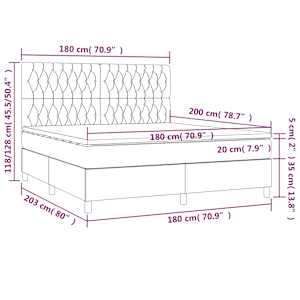 Box spring postel s matrací světle šedá 180 x 200 cm textil - obrázek 6