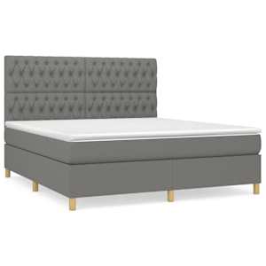 Box spring postel s matrací tmavě šedá 180x200 cm textil - obrázek 2