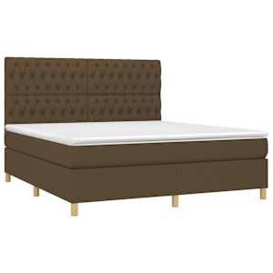 Box spring postel s matrací tmavě hnědá 180x200 cm textil - obrázek 3
