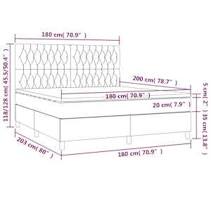 Box spring postel s matrací tmavě hnědá 180x200 cm textil - obrázek 6