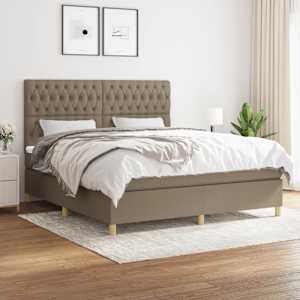 Box spring postelja z vzmetnico taupe 180x200 cm blago