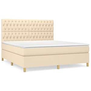 Box spring postel s matrací krémová 180x200 cm textil - obrázek 2
