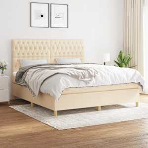 Box spring postel s matrací krémová 180x200 cm textil - obrázek 1