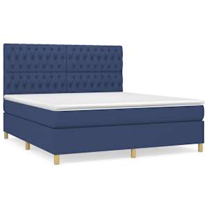 Box spring postel s matrací modrá 180x200 cm textil - obrázek 2