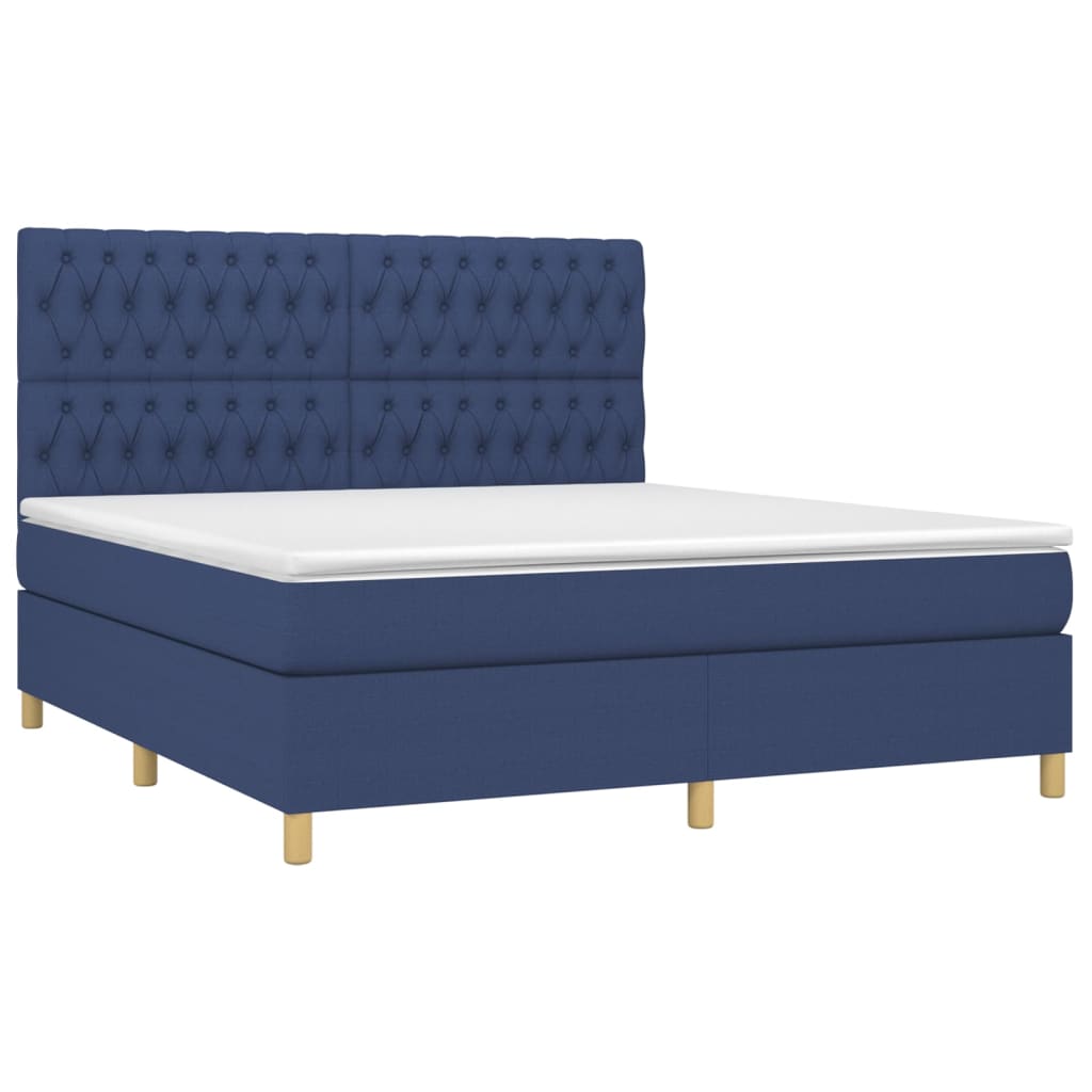 vidaXL Boxspring met matras stof blauw 180x200 cm afbeelding