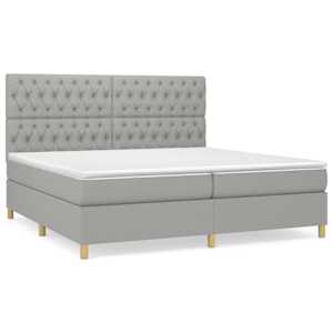Box spring postel s matrací světle šedá 200 x 200 cm textil - obrázek 2