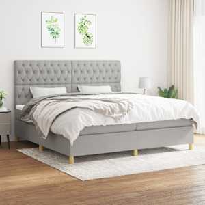 Box spring postel s matrací světle šedá 200 x 200 cm textil - obrázek 1