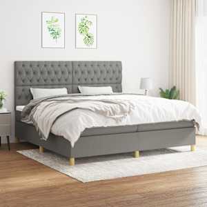 Box spring postel s matrací tmavě šedá 200x200 cm textil - obrázek 1