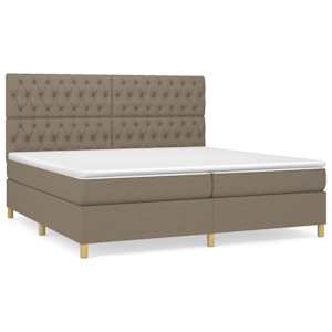 Box spring postelja z vzmetnico taupe 200x200 cm blago - slika 2