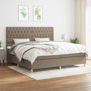 Box spring postel s matrací taupe 200x200 cm textil - obrázek 1