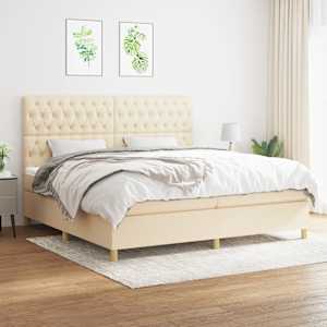 Box spring postel s matrací krémová 200x200 cm textil - obrázek 1