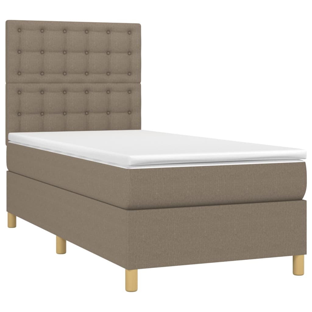vidaXL Boxspring met matras stof taupe 80x200 cm afbeelding