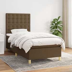Box spring postel s matrací tmavě hnědá 90x190 cm textil - obrázek 1