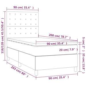 Box spring postelja z vzmetnico svetlo siva 90x200 cm blago - slika 6