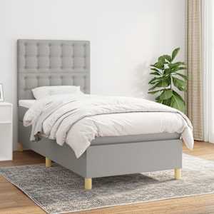 Box spring postelja z vzmetnico svetlo siva 90x200 cm blago