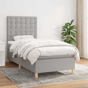 Box spring postelja z vzmetnico svetlo siv 100x200 cm blago