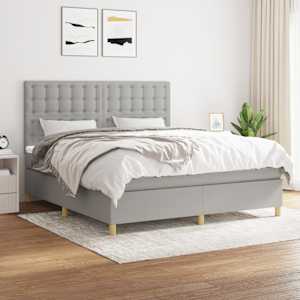 Box spring postel s matrací světle šedá 160 x 200 cm textil - obrázek 1