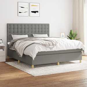 Box spring postel s matrací tmavě šedá 160x200 cm textil - obrázek 1