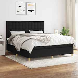 Box spring postel s matrací černá 160x200 cm textil - obrázek 1