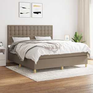 Box spring postel s matrací taupe 160x200 cm textil - obrázek 1