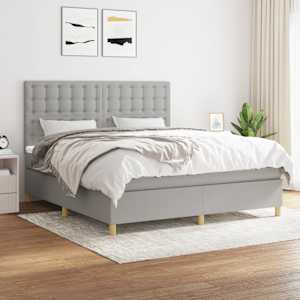 Box spring postel s matrací světle šedá 180 x 200 cm textil - obrázek 1