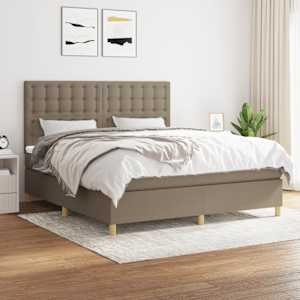 Box spring postel s matrací taupe 180x200 cm textil - obrázek 1