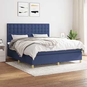 Box spring postel s matrací modrá 180x200 cm textil - obrázek 1