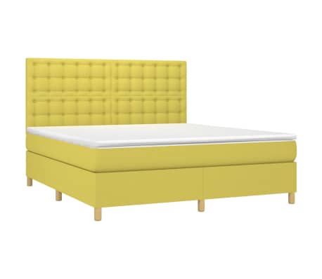 vidaXL Lova su spyruoklėmis ir čiužiniu, žalia, 180x200 cm, audinys