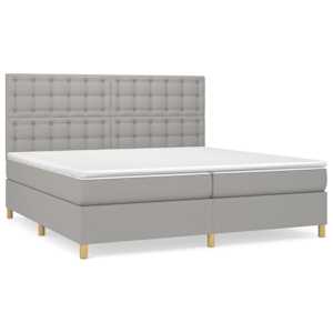 Box spring postel s matrací světle šedá 200 x 200 cm textil - obrázek 2