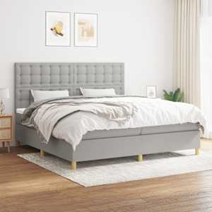 Box spring postel s matrací světle šedá 200 x 200 cm textil - obrázek 1