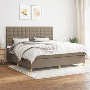 Box spring postel s matrací taupe 200x200 cm textil - obrázek 1