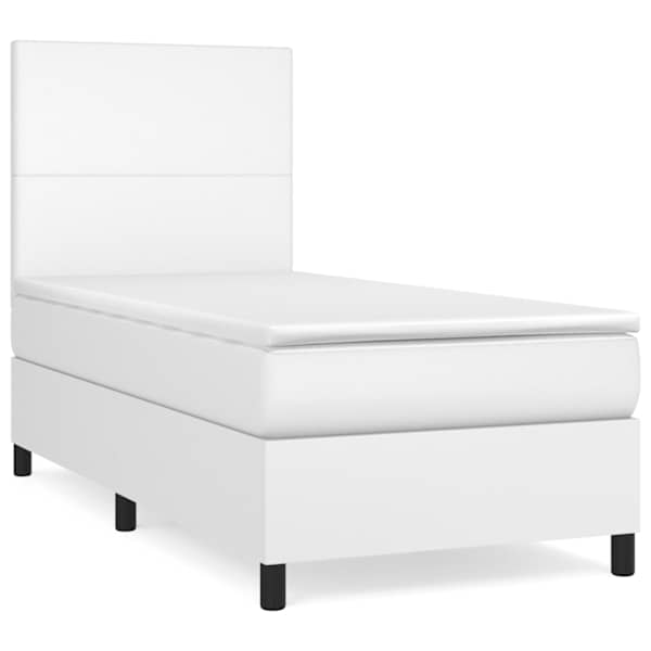 vidaXL kontinentaalvoodi madratsiga, valge, 80x200 cm, kunstnahk
