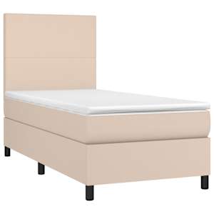 Box spring postelja z vzmetnico kapučino 80x200 cm umetno usnje - slika 3