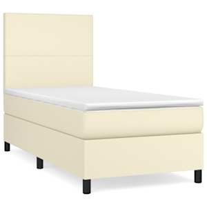 Box spring postel s matrací krémová 90x190 cm umělá kůže - obrázek 2