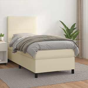 Box spring postel s matrací krémová 90x190 cm umělá kůže - obrázek 1