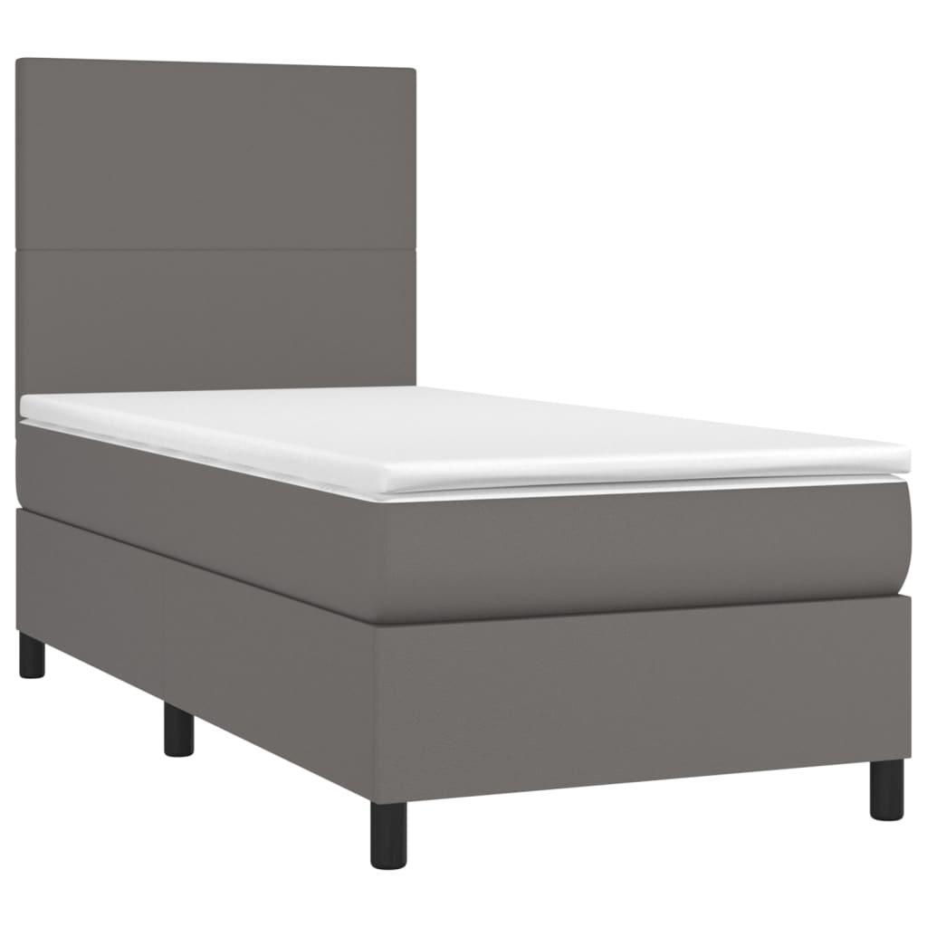 vidaXL Boxspring met matras kunstleer grijs 90x190 cm afbeelding