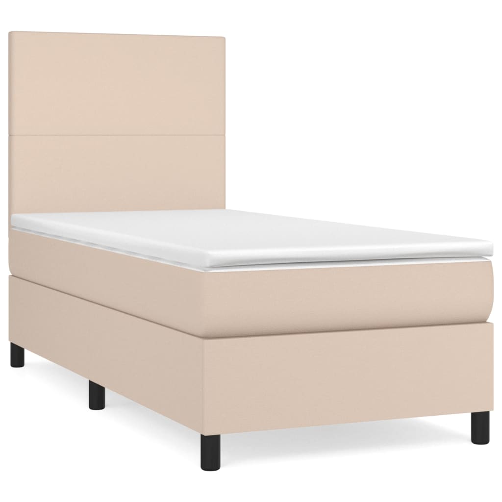 vidaXL Box spring postelja z vzmetnico kapučino 90x190 cm umetno usnje