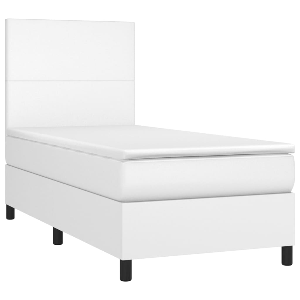 Box spring postel s matrací bílá 100x200 cm umělá kůže