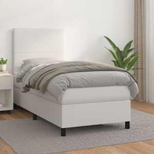 Box spring postel s matrací bílá 100x200 cm umělá kůže - obrázek 1