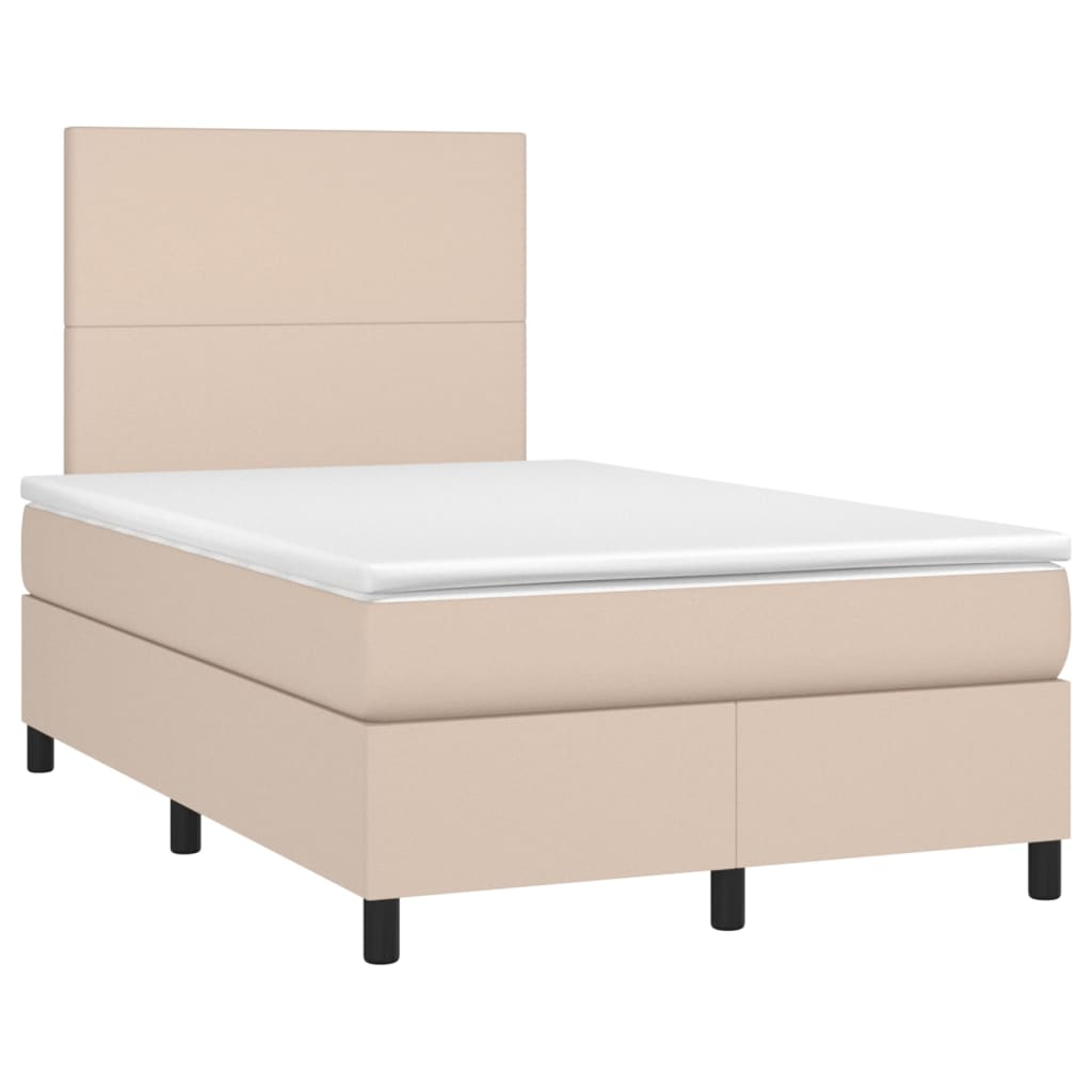 vidaXL Boxspring met matras kunstleer cappuccinokleurig 120x200 cm afbeelding