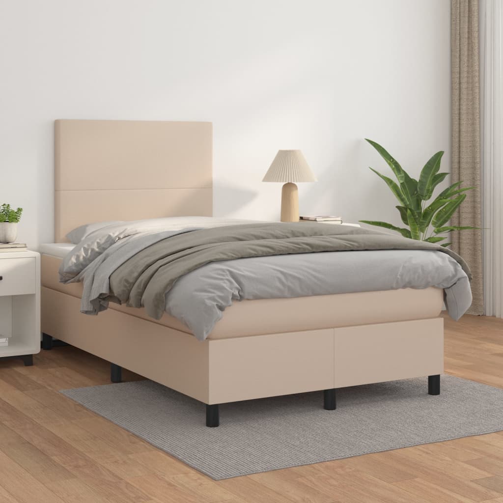 Boxspringbett Matratze Cappuccino-Braun 120x200cm Kunstleder