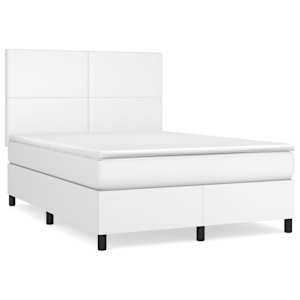 Box spring postel s matrací bílá 140 x 190 cm umělá kůže - obrázek 2